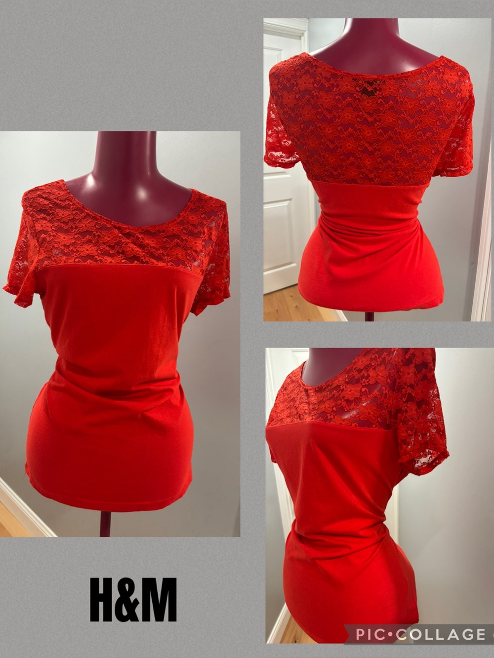 H&M Vibrant Red Lace Top